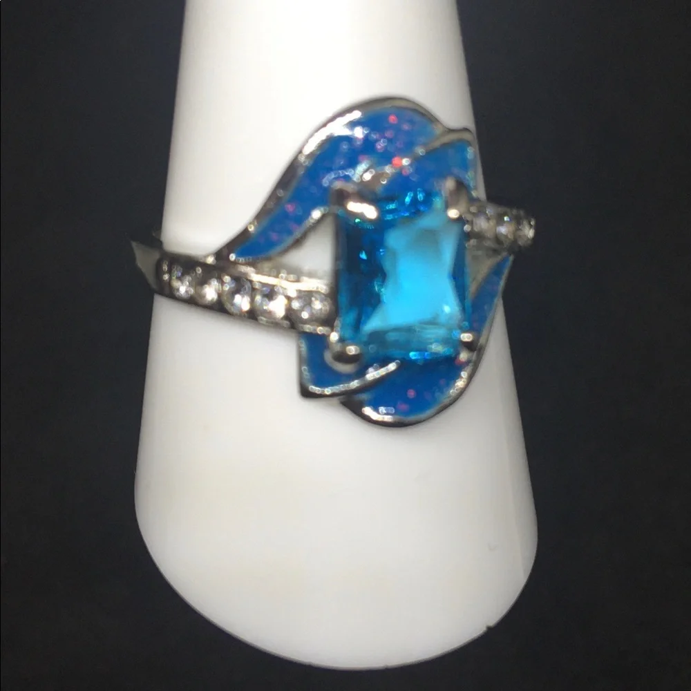 Blue Sapphire & Opal  Ring